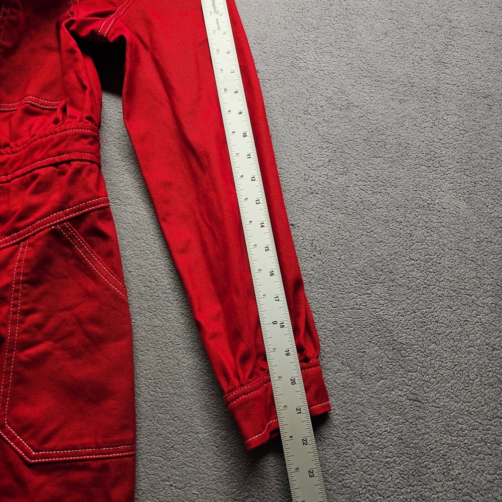 7 For All Mankind Red Denim Western Mini Dress Womens 4 Red Long Sleeve Cotton - Picture 12 of 13